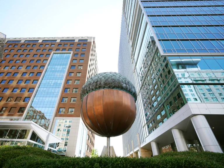The famous Acorn monument in downtown Raleigh, NC, a popular local landmark and symbol of the city often visited alongside Raleigh's historic sites and attractions.